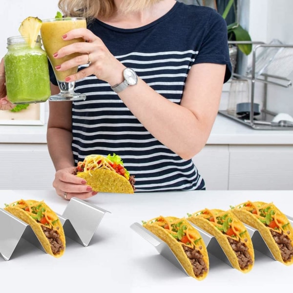 2 stk Tacoholdere, Tacoholder i rustfritt stål - sølv, 20,5*10*5cm