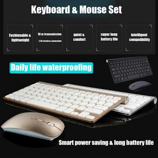 Mini Wireless Bluetooth Ultratunt trådlöst tangentbord och mus, surfplatta Kontorsmaterial Android Windows IOS|Silver