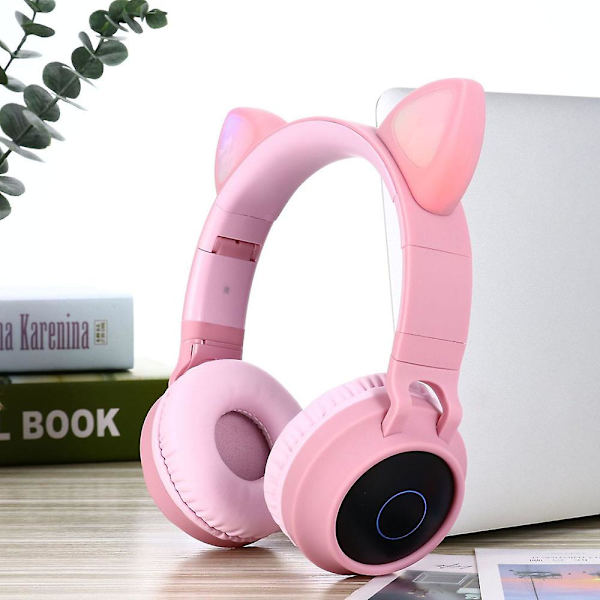 Langattomat Bluetooth-lastenkuulokkeet, Cat Ear -langalliset Bluetooth-kuulokkeet, LED-valo, langattomat lasten kuulokkeet korvalla mikrofonilla Pink