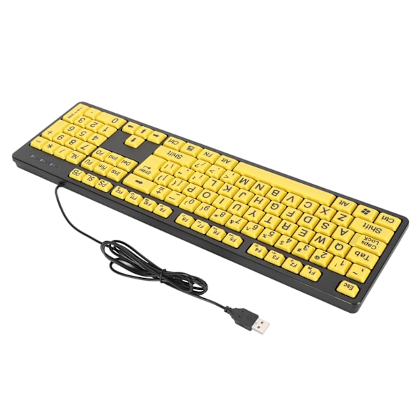 104 Taster Stort Trykk Datamaskintastatur USB Kablet Tastatur for Studenter Eldre Synshemmede