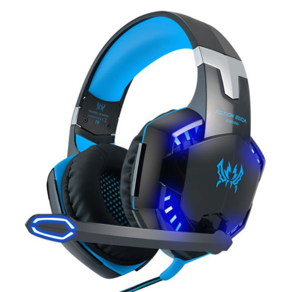 G2000 Gaming Headset för PS5 PS4 Xbox One Controller, Bas Surround Noise Cancelling Mic, Over Ear-hörlurar med LED-lampor