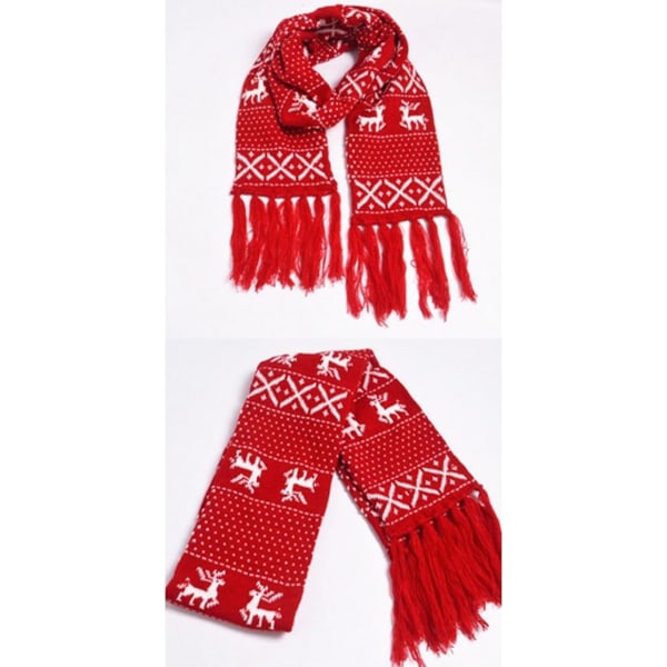 Unisex julren Snowflake Scarf Höst Vinter Varm stickad L
