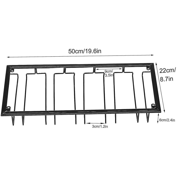 Hengende glasskap - Vinglasskap med 5 skinner for 10-15 glass, 50 X 22,5 X 5,5 cm, med skruer