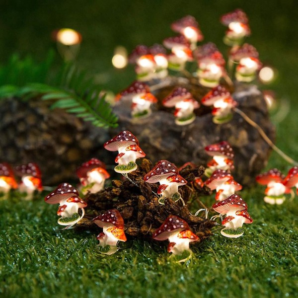 Sopp-LED-lyslenke, 10 fot 30 LED-er Julepynt Batteridrevet Prinsesselyslenke For Jenter Soverom Innendørs Sovesal Utendørs Bryllup
