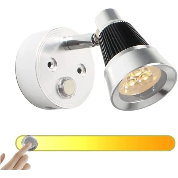 12v-24v led spot läsljus med USB, 3w Rv interiörbelysning Vägglampa med touch-dimmer för husvagn husbil husbil båt husbil (3000k)