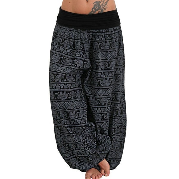 Kvinder Casual Løse Hippy Yoga Harem Bukser Høj Talje Yoga Bukser Blå blue 5XL