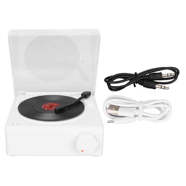 X11 Bluetooth-herätyskellokaiutin, 360 asteen stereoääni, retro, pyörivä vinyylilevy, herätyskellokaiutin DC 5V1A valkoinen