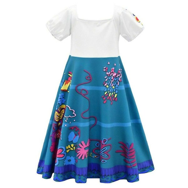 Encanto Princess Mirabel Cosplay Dräkt Barn Tjej Festklänningar Fancy Dress Up 9-10 år