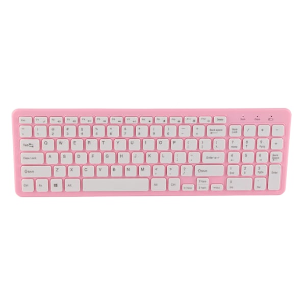 96 Tangenter Trådlöst Tangentbord Mus Combo 10 Meters Räckvidd Färgbeständigt Tangentbord Mus Combo med Halkfri Matta Rosa