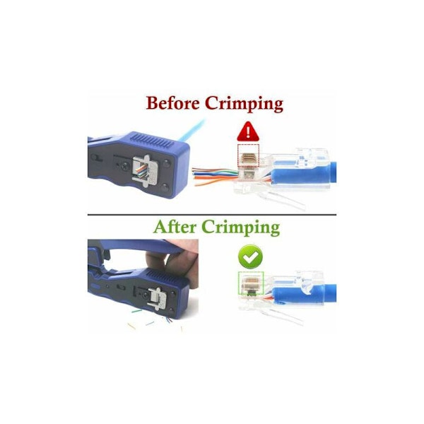 Förpackning med 100 RJ45 8P8C CAT6 CAT5E Pass Through Ethernet Modulär Kontakt Plugg 50u Pläterad