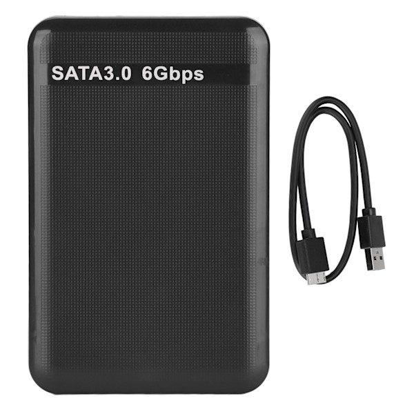 Ekstern HDD Kabinet 2.5in USB3.0 SATA3.0 Plug and Play HDD Kabinet Understøtter 3TB Kapacitet med LED Indikator til Windows Sort