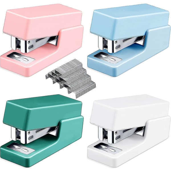 4 dele Små hæftemaskiner Minihæftemaskine med hæfteklammer Lille hæftemaskine i forskellige farver
