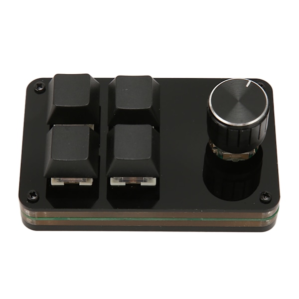 Mini 4-knapps tangentbord med ratt, anpassningsbart makroprogram, hot-swappable tangentbord, separat kabel, mekaniskt tangentbord med blå brytare
