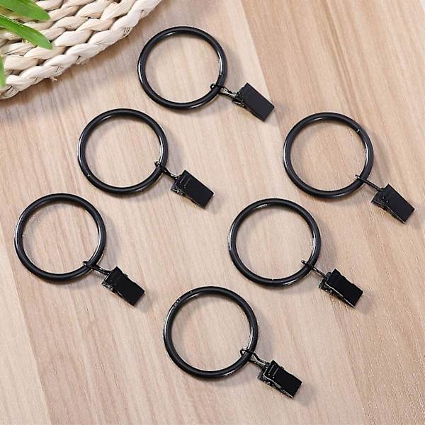 20 stk gardinringe i rustfrit stål med metal gardinclips krogclips (sort)
