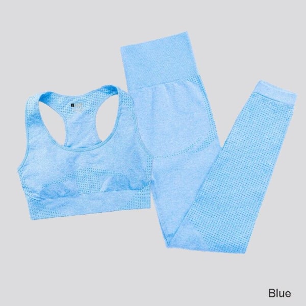 Set Kvinner Gym Fitness Yoga Klær Sportstøy Treningstrening Leggings&Topp Dame blue9 blue9 L