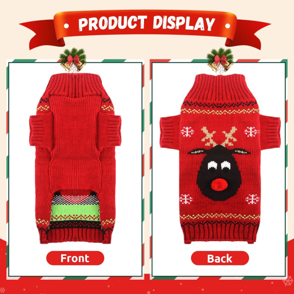 Pet Holiday Ren Ugly Christmas Dog Sweater,Red Black Pe