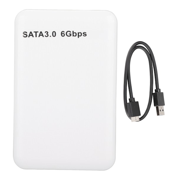 Ekstern HDD Kabinet 2.5in USB3.0 SATA3.0 Plug and Play HDD Kabinet Understøtter 3TB Kapacitet med LED Indikator til Windows Hvid