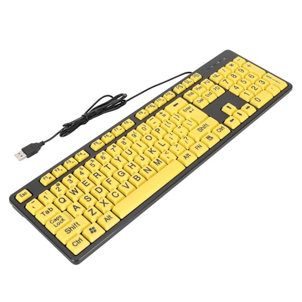 104 Taster Stort Trykk Datamaskintastatur USB Kablet Tastatur for Studenter Eldre Synshemmede