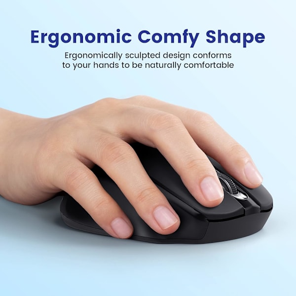 Vit trådlös mus, 2400 DPI trådlös mus med 6 knappar, 2,4G ergonomisk trådlös USB mus, autonomi för bärbar dator Mac-dator