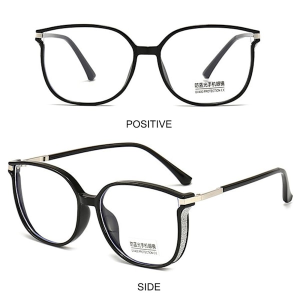 Anti-blått lys lesebriller for kvinner Bling overdimensjonert ram Presbyopia briller Brown Strength 4.0