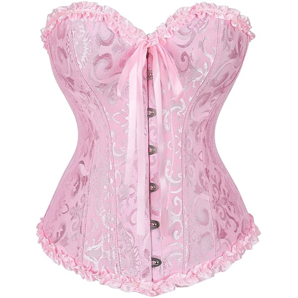 Korsett för kvinnor med blommor, bh-fritt, axelbandslöst underkläder Pink Pink 6XL