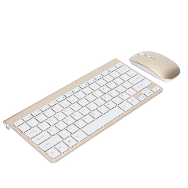 Tangentbords- och muskombination Trådlös 2.4G USB Ultraslim Bärbar Ergonomisk Slitstark Tangentbord och Mus för Bärbar Dator Guld