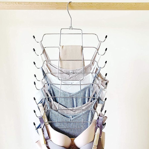 Piao Linne Henger Metall Sammenleggbar Plassbesparende Henger Organizer for Linne, Cami, BH, Badetøy, Belter, Slips Black