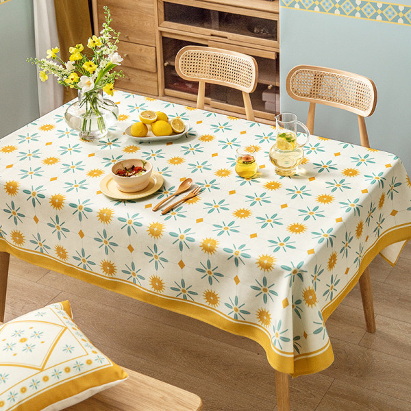 Yellow Flower Series Duk Vanntett Sofabord Rektangulær