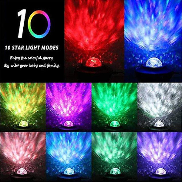 Stjärnprojektor Galaxy LED lampa inbyggd högtalare Flerfärgad black