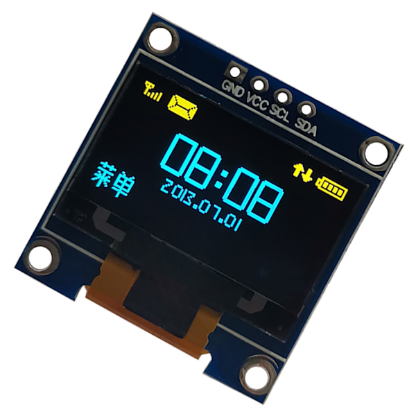 Gul Blå Dubbelfärgad 3.3V 5V 0.96in Organisk LED-skärm Organisk LED-displaymodul IIC I2C Seriell Display