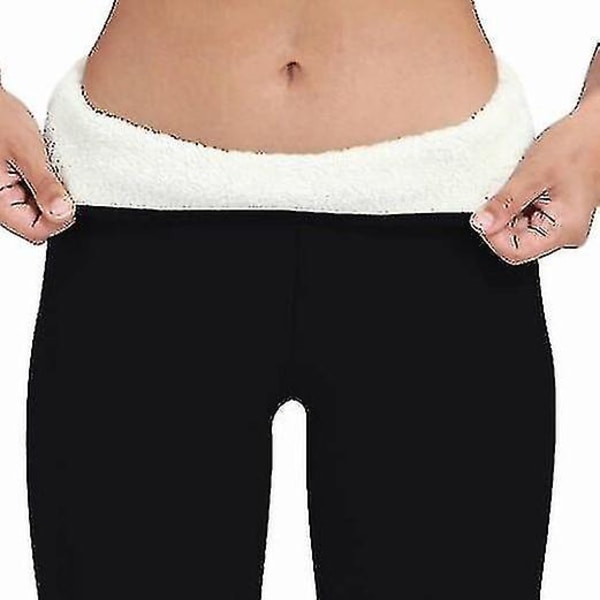 Naisten paksujen korkeavyötäröisten leggings-housujen fleecevuoratut leggings mustat black L