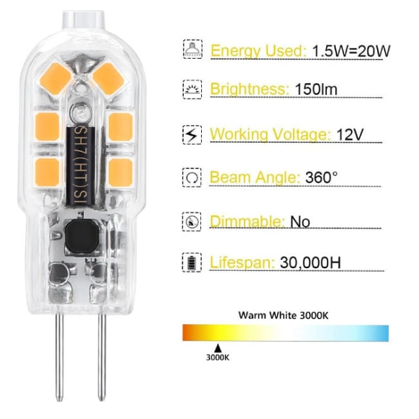 1,5W 12V Mini-kjøleskapslampe Lys Varmt Hvit 3000K TYPE117
