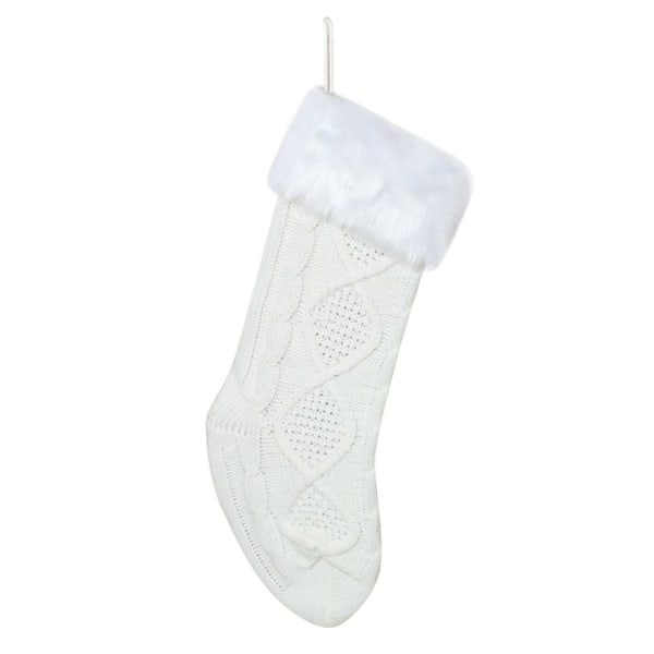 Julstrumpor Ull Stickad VIT White