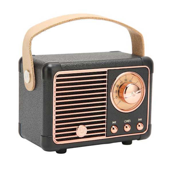 Retro Bluetooth -kaiutin HiFi Stereo Nopea tiedonsiirto Alhainen virrankulutus Kannettava vintage-kaiutin kotiin ulkokäyttöön, musta
