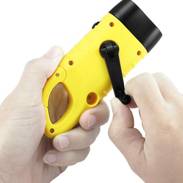Multifunktionell handvevad liten ficklampa solar laddning bärbar Yellow