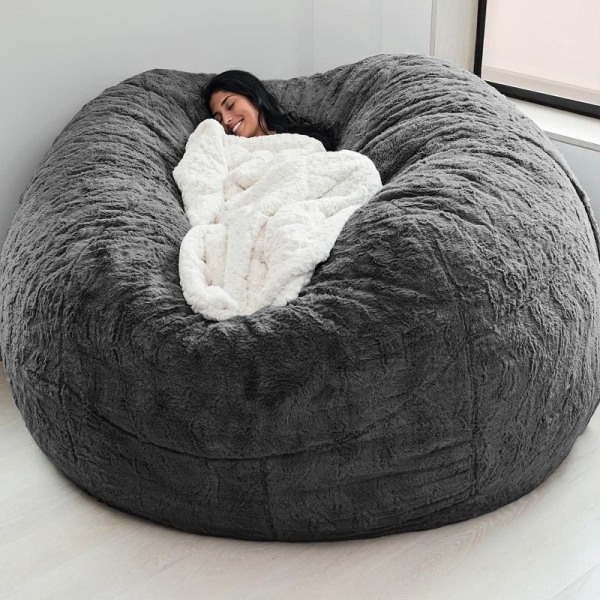 Lazy Sofa Bean Bag Faux Fur Bean Bag Bean Bag Dark Grey