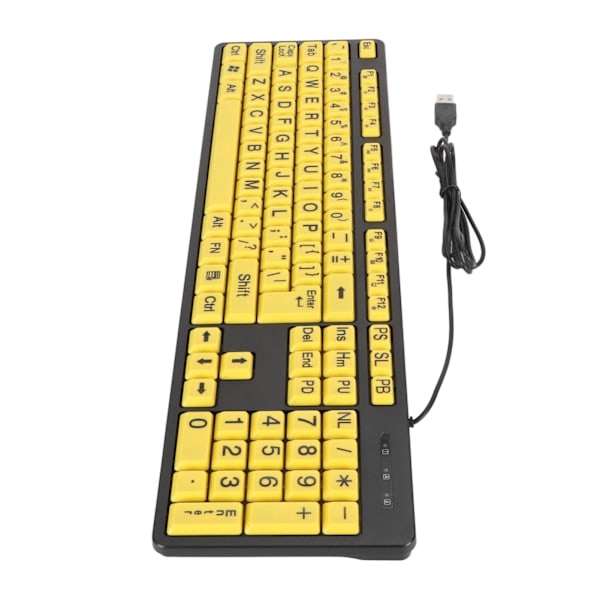 104 Taster Stort Trykk Datamaskintastatur USB Kablet Tastatur for Studenter Eldre Synshemmede