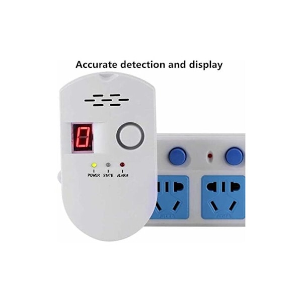 Gasdetektor, LPG/Naturgas/Kolgasläckagedetektor, Plug-in Sensorövervakare med Hörbart Alarm och LED Digital Display, Brännbar Metan, Propan