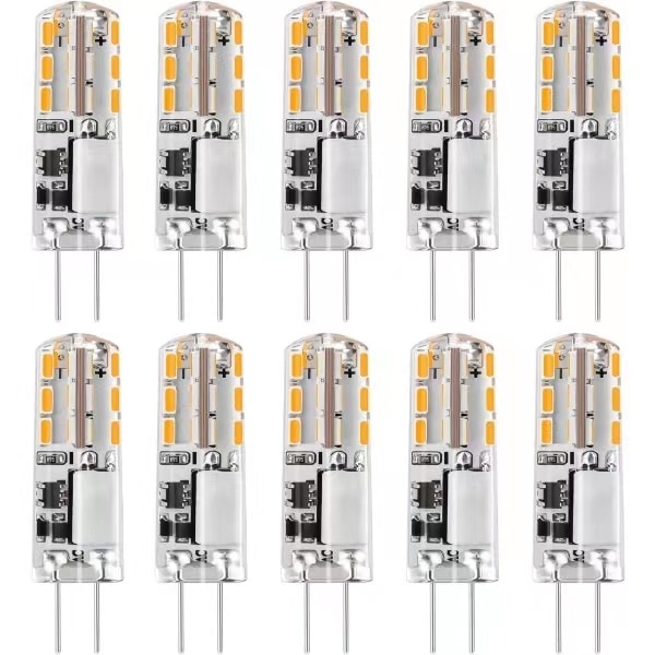 10x G4 LED-pærer 12V AC/DC Varmt hvitt 3000K 2W, dimmbart lys