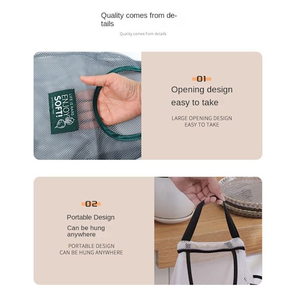 Hængende Mesh Opbevaringsposer Net Opbevaring Tote Bags Frugt Opbevaring