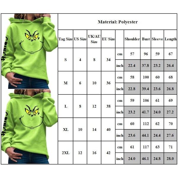 2022 Unisex 3D Grinch Jultröja Pullover Vinterpresent S