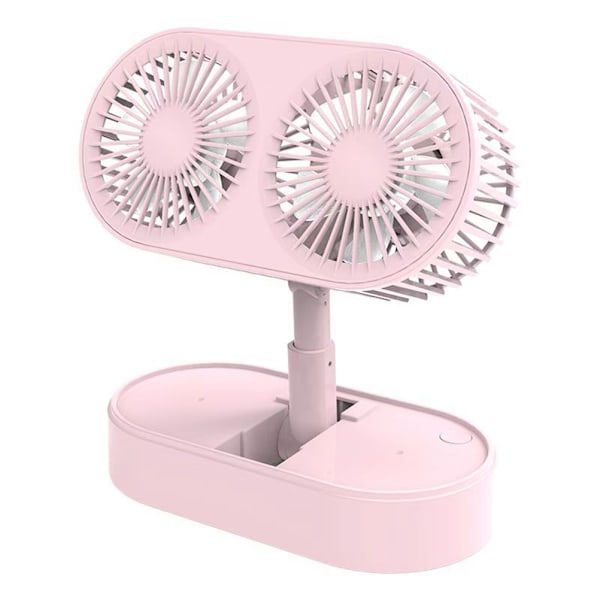 Dobbelt Motor Sammenklappelig Bordventilator Roterende Køleventilator 3 Hastigheder Bærbar USB Genopladelig Bordventilator til Hjemmekøkken Udendørs Camping