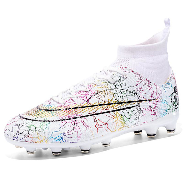 Fotbollsskor för män Halkfria fotbollsskor Klossar Gräs Fotbollssneakers Yj068A W White 38