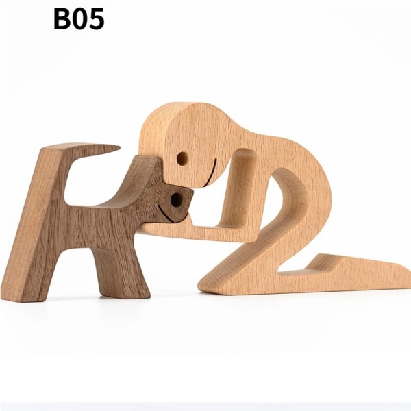 Puppy Familie Træskærer Hunde Ornament Figur B06