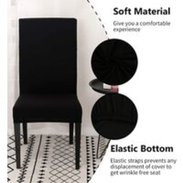 Set med 6 Universal Stretch Stolöverdrag - Modern - Svart