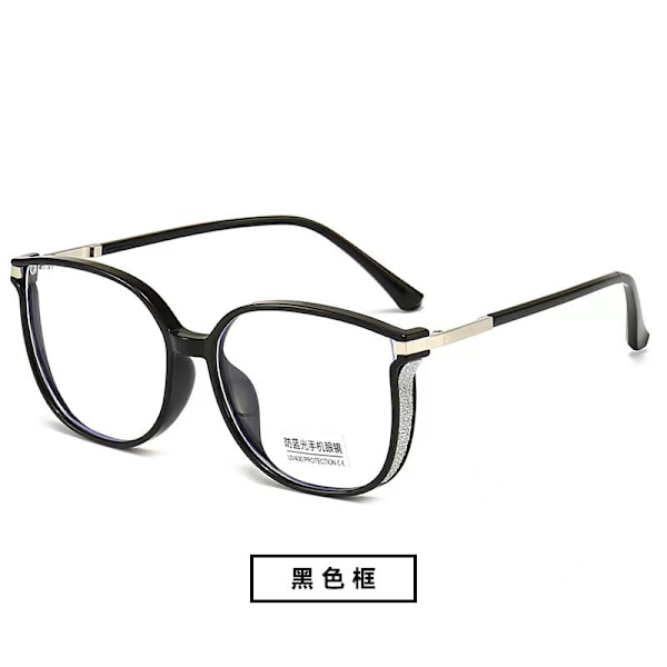Anti-blått lys lesebriller for kvinner Bling overdimensjonert ram Presbyopia briller Black Strength 1.0
