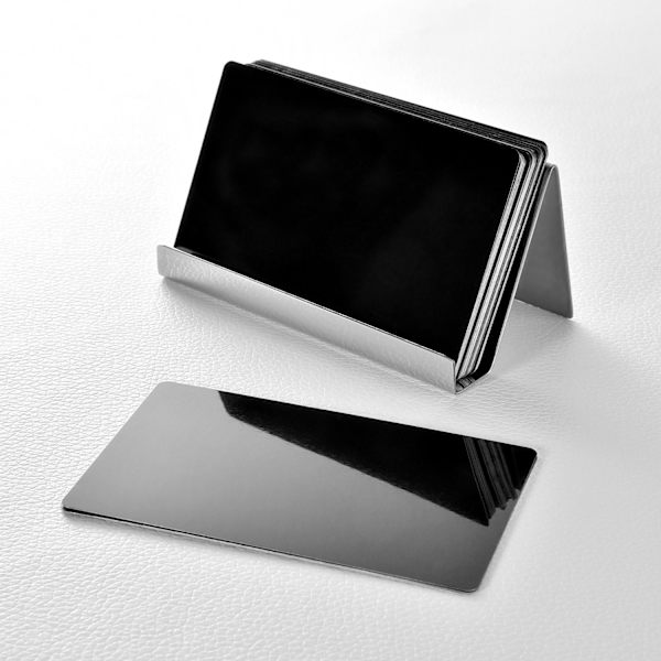 2-pack visitkortshållare i rostfritt stål Desktop Card Display Visitkortsställ Organizer (silver)