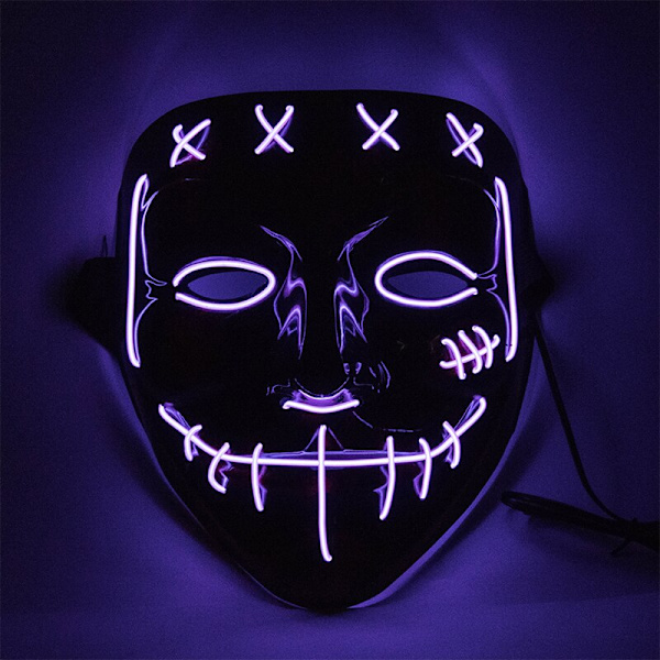 halloween skräck glödande mask cosplay lila purple