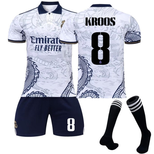 22-23 Real Madrid Dragon Mönster T-shirt fotbollströja Set KROOS 8 KROOS 8 Kids 26(140-150CM)