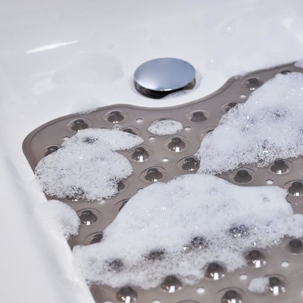 Anti-mögel halkskydd extra lång badmatta med sugkopp grey